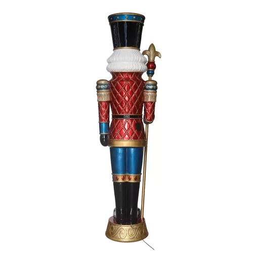 8ft Christmas Nutcracker in Resin - 42 LED Lights & Music