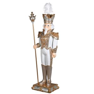 Christmas General/Nutcracker Gold & White Statue - Velvet Finish