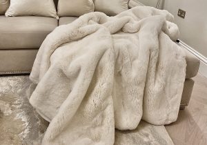 Luxury Fur Throw in Oyster Colour - 140cm x 180cm
