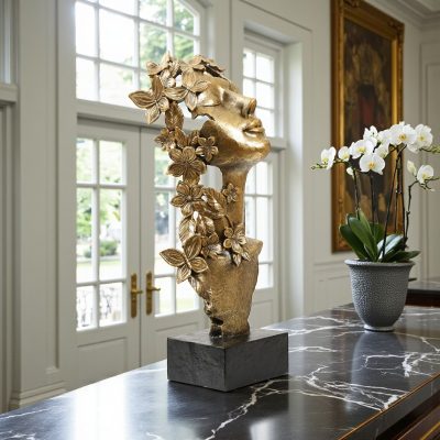 Statue 'Gold Face Lady' Antique Gold