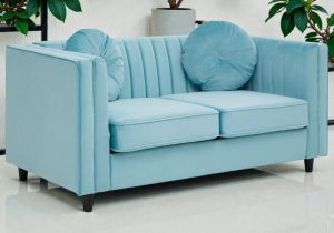 2 Seater Green 'Kensington' Velvet Sofa - Black Legs