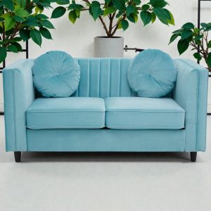 2 Seater Green 'Kensington' Velvet Sofa - Black Legs