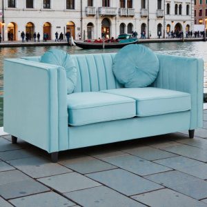 2 Seater Green 'Kensington' Velvet Sofa - Black Legs