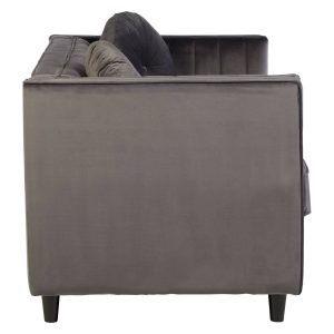 2 Seater Grey 'Kensington' Velvet Sofa - Black Legs