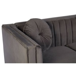 2 Seater Grey 'Kensington' Velvet Sofa - Black Legs