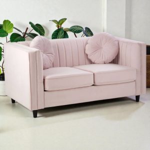 2 Seater 'Kensington' Velvet Sofa - Black Legs