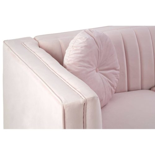 2 Seater Pink ‘Kensington’ Velvet Sofa – Black Legs