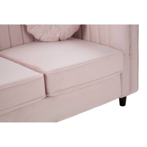 2 Seater Pink 'Kensington' Velvet Sofa - Black Legs