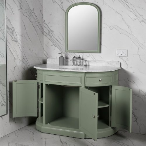 Single Sink Unit – Sage Green Painted Birch – Marble Top